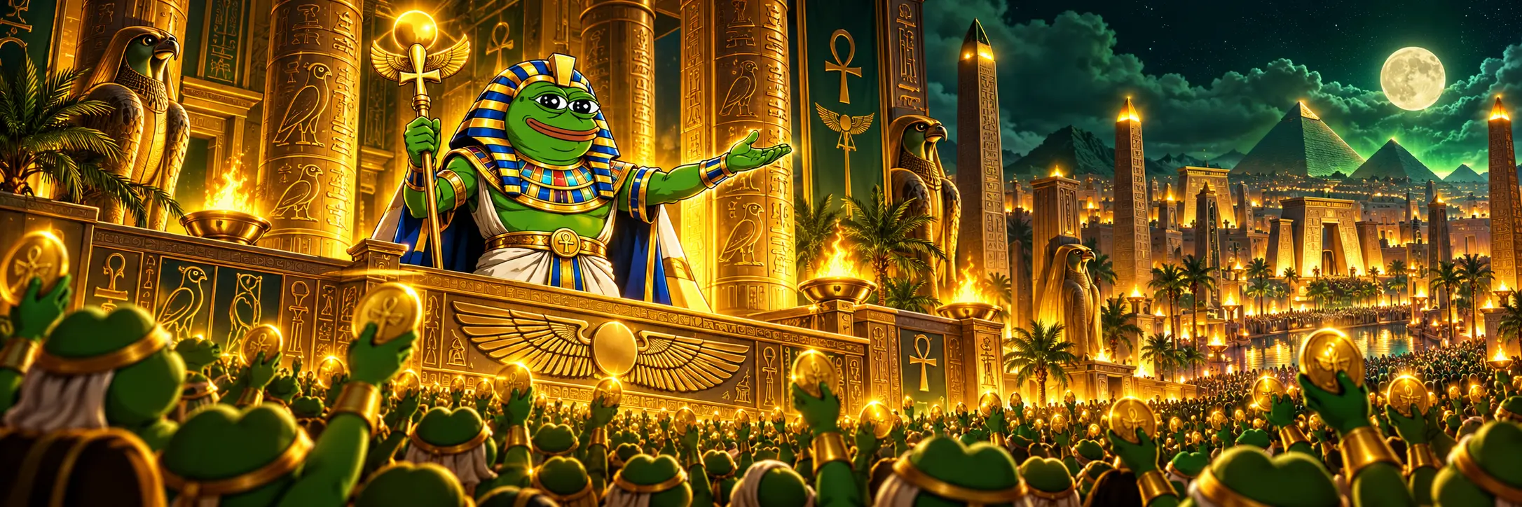Lord Kek receiving tribute from the kingdom of Pepes